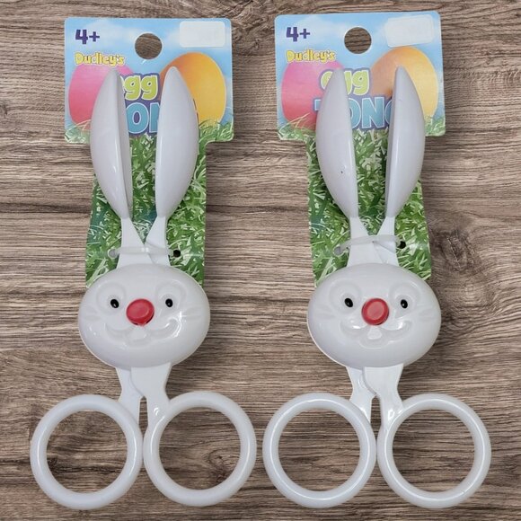 Dudleys Egg Tongs Lot of 2 White Bunny Easter Decorating Dying Tools Kids Bundle - Picture 1 of 4